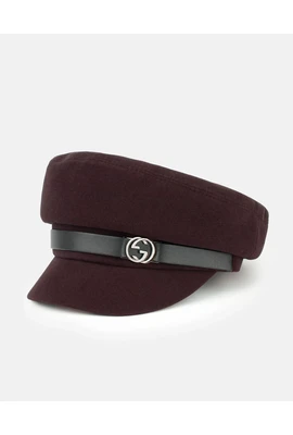 Кепка з кашеміру з пояском G1-DWD темне вино