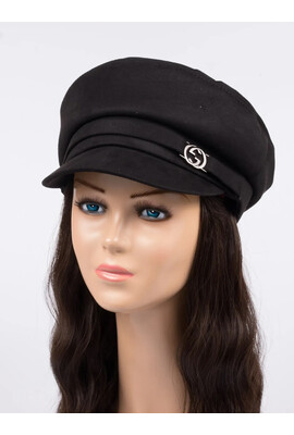 Кепка з чорної еко-замші Людмила G1-ZM1