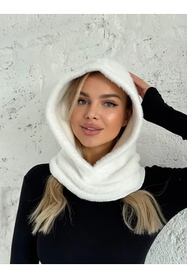 Капюшон з коміром з екохутра Альпака 925-001 білий