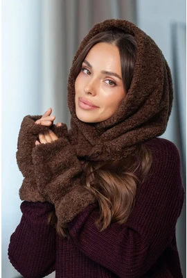 Капор и митенки из экомеха 