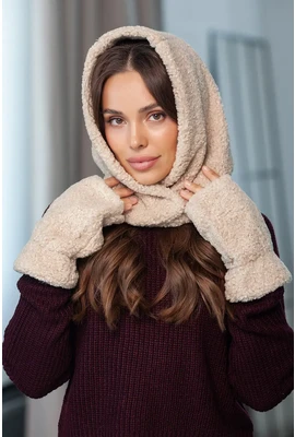 Капор и митенки из экомеха 