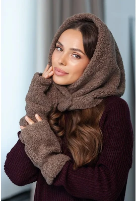 Капор и митенки из экомеха 