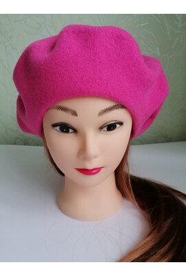 Берет з валяної вовни Флора 290 рожева малина