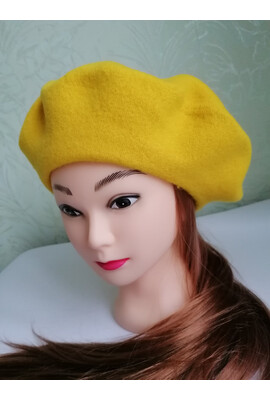 Берет з валяної вовни Флора 353 яскравий жовтий