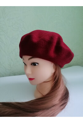 Классический берет из валяной шерсти Flora (Флора) 058 темно-красный (на маленькую голову, р. 54)