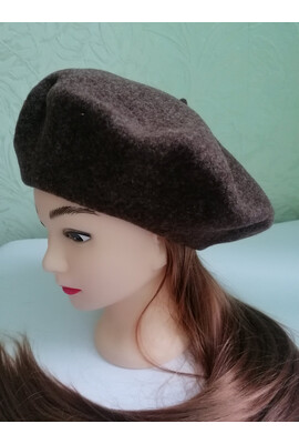 Классический берет из валяной шерсти Flora (Флора) 765 коричневый меланж